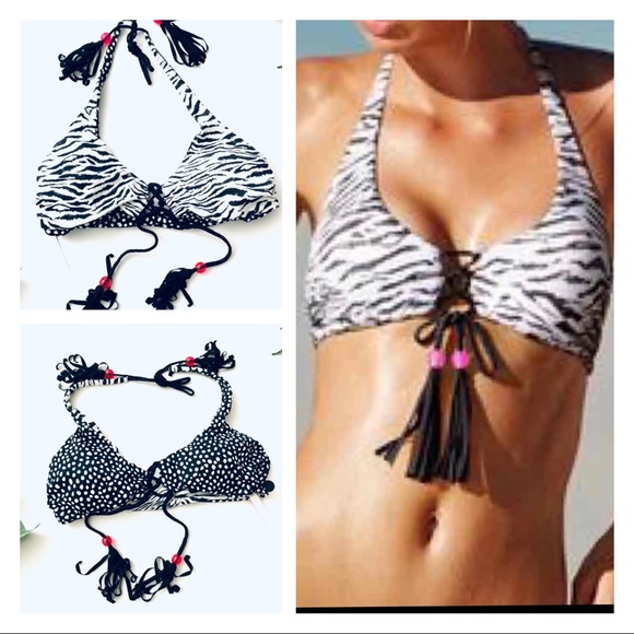 Victoria Secret Halter Reversible Bikini Top Sz M